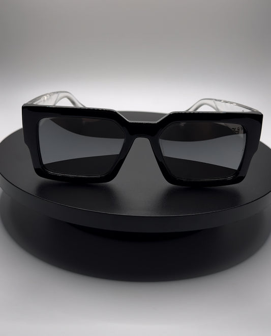 HERMS CLEAR&BLACK FRAME SUNGLASSES