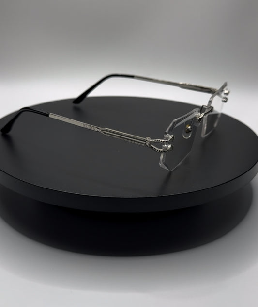 HERMS SILVER FRAME GLASSES