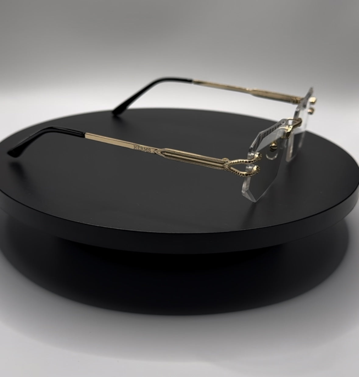 HERMS GOLD FRAME CLEAR GLASSES