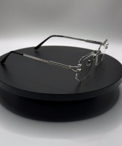 HERMS SILVER FRAME GLASSES