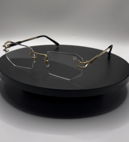 HERMS GOLD FRAME CLEAR GLASSES
